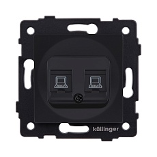 Розетка двойная Ethernet RJ45 Cat.6, черный матовый Kollinger REA-019BM для Aspekt, Eleganz, Reflex