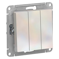Выключатель трехклавишный Systeme Electric AtlasDesign 10A 250V жемчужный ATN000431