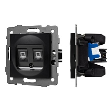 Механизм компьютерной розетки двойной SCT-MPC2-PL-BK-V (RJ-45, CAT6) Arlight 049853