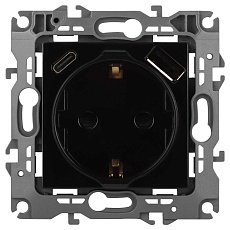 Розетка ЭРА Серия 12 12-4108-06 2P+E 16A-250В со шторками с USB type-A+C 5В-3А чёрный Б0067746