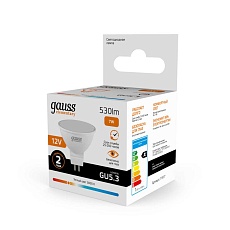 Лампа светодиодная Gauss GU5.3 7W 3000K матовая 11517 2