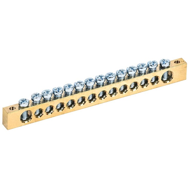 Шина PEN "земля-ноль" 8х12мм 14/2 (14групп/крепеж по краям) IEK YNN21-14-100 изображение 1 Шина PEN "земля-ноль" 8х12мм 14/2 (14групп/крепеж по краям) IEK YNN21-14-100 Фото № 1