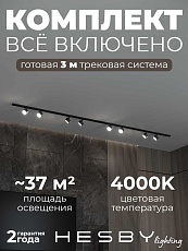 Накладная однофазная трековая система Hesby Lighting Skylite №13 со светильниками HSBL_kompl_S013_NI3B4K