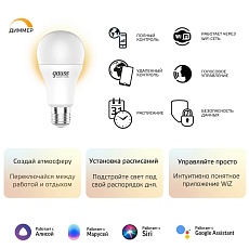 Лампа светодиодная диммируемая Gauss Smart Home E27 8,5W 2700K матовая 1050112 1