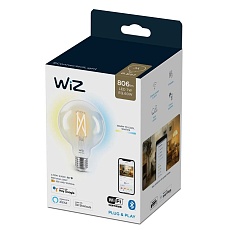 Лампа светодиодная филаментная диммируемая WiZ E27 7W 2700-6500K прозрачная Wi-Fi BLE 60WG95E27927-65CL1PF/6 929003018201 2