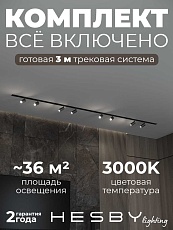 Встраиваемая однофазная трековая система Hesby Lighting Skylite №3 со светильниками HSBL_kompl_S003_VI3B3K