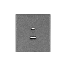 Розетка STRONG USB-A+Type-C 3А с функцией быстрой зарядки графит KRANZ KR-78-0734-6