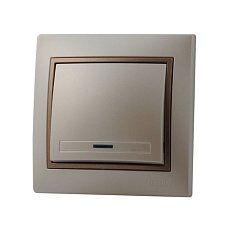 Выключатель с подсветкой Lezard Mira белый жемчуг со светло-коричневой вставкой 701-3031-111
