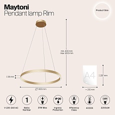 Подвесной светодиодный светильник Maytoni Rim MOD058PL-L32BS4K 1