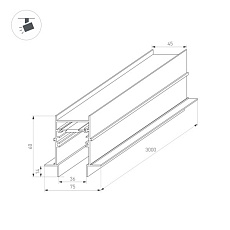 Магнитный встраиваемый шинопровод Arlight Mag-Track-4560-FDW-3000 (BK) 034680 1