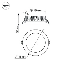 Встраиваемый светодиодный светильник Arlight LTD-145WH-Frost-16W Warm White 110deg 021068 4