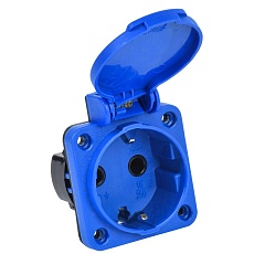 MAGNUM Розетка панельная SCHUKO РП11-3 с крышкой IP44 синий IEK PSN71-016-3-2-44-K07