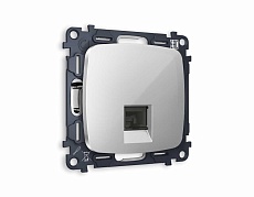 Комплект механизма компьютерной розетки AMBRELLA VOLT OMEGA Серебро глянец RJ-45(8P8C) CAT6 с шторкой QUANT (OP4120, VM188) MO412010