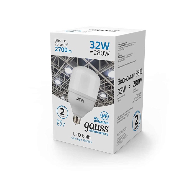 Лампа светодиодная Gauss E27 32W 4000K матовая 63233 изображение 2 Лампа светодиодная Gauss E27 32W 4000K матовая 63233 Фото № 2