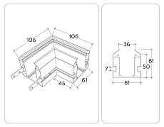 Коннектор L-образный встраиваемый Ambrella Light Track System Magnetic 220V GL1043 1