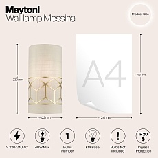 Настенный светильник Maytoni Messina H223-WL-01-G 1