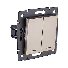 Выключатель 2-клавишный проходной 10А/250В с LED подсветкой, золотой Kollinger REA-S-010GD для Aspekt, Eleganz, Reflex 1