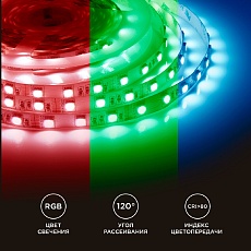 Светодиодная лента Apeyron 14,4W/m 60LED/m 5050SMD разноцветная 5M 00-17 3