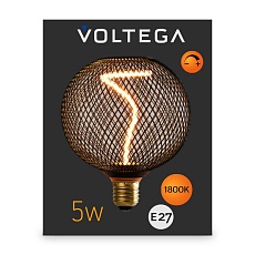 Лампа светодиодная филаментная Voltega 271 E27 5W 1800K черная 8539 1