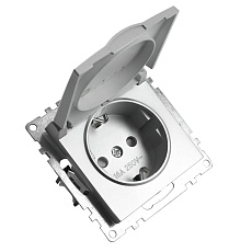 Розетка 2P+PE Stekker Катрин со шторками крышкой серебро GLS16-7112-03 39580 5