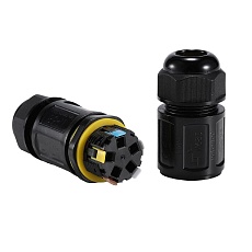 Соединитель-коннектор 5-контактный LD546 с рычажной клеммой, с пружинным контактом, водонепроницаемый, черный 49234 1