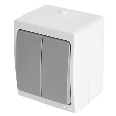 Выключатель двухклавишный Stekker Велена белый/серый PSW10-221-54 49733