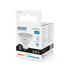 Лампа светодиодная Gauss GU5.3 5.5W 6500K матовая 13536 1