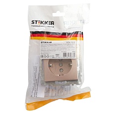 Розетка 2P+PE Stekker Катрин со шторками шампань GLS16-7110-02 39596 3