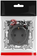Розетка ЭРА Серия 12 12-4108-12 2P+E 16A-250В со шторками с USB type-A+C 5В-3А графит Б0067700 2