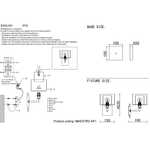 Бра Crystal Lux Maestro AP1 Chrome Фото № 2