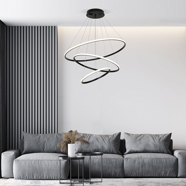 Подвесной светодиодный светильник Eurosvet Collars 90264/3 черный Фото № 10