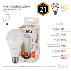 Лампа светодиодная ЭРА E27 21W 2700K матовая LED A65-21W-827-E27 Б0035331 2