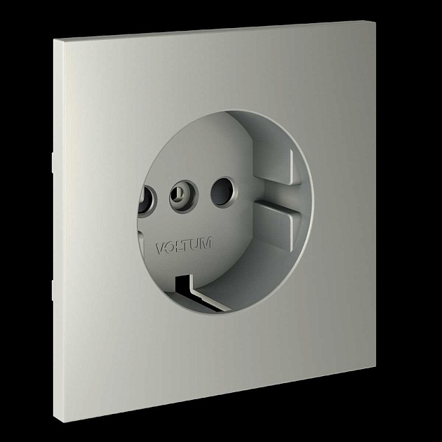 Накладка для розетки с заземлением и защитными шторками S70 (сталь) Voltum VLS000705 Фото № 1