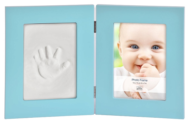 Фоторамка Innova PI07886 Фоторамка 13*18 + набор для лепки Baby Keepsake photo and imprint kit голубая, МДФ Б0032002 Фото № 1