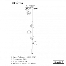 Подвесная люстра iLamp Artis 8149P/4B BK-SM 1