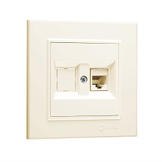 Розетка Makel компютерная CAT5 + гнездо СП Karea IP20 крем. 56010035