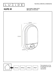 Уличный настенный светодиодный светильник Lucide Hups Ir 22864/10/30 1