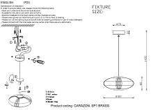 Подвесной светильник Crystal Lux Carazon  SP1 Brass 1