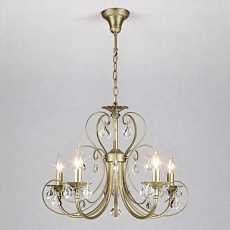 Подвесная люстра Eurosvet Alda 3305/5 латунь/прозрачный хрусталь Strotskis a072114