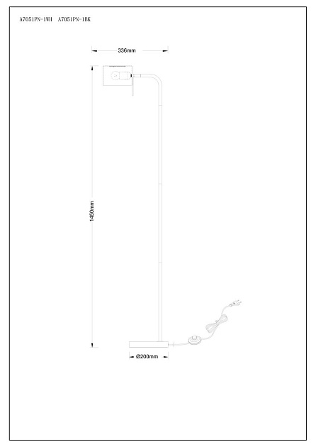 Торшер Arte Lamp Sebastian A7051PN-1BK Фото № 2