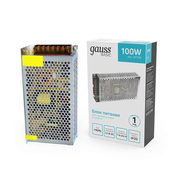 Блок питания Gauss 100W 12V IP20 BT505 изображение 4 Блок питания Gauss 100W 12V IP20 BT505 Фото № 4