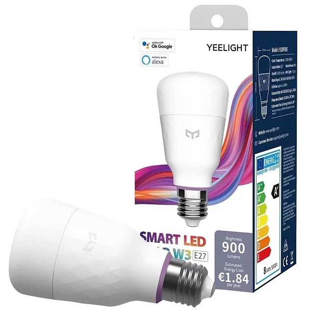 Лампа светодиодная диммируемая Yeelight E27 8W RGB+CCT белая YLDP005 фото 