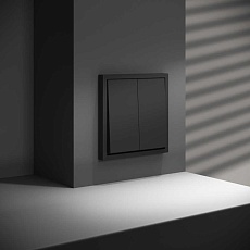 Перекрестный переключатель встраиваемый Voltum S70 двухклавишный 10А, (черный матовый) VLS020508 5