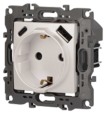Розетка ЭРА Серия 12 12-4108-15 2P+E 16A-250В со шторками с USB type-A+C 5В-3А перламутр Б0067767 1