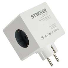 Разветвитель сетевой Stekker 3гн с/з 2хUSB A+Type C ADP16-33-21 49231 4