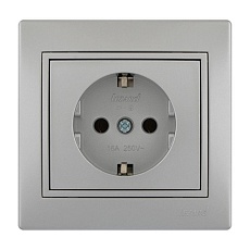 Розетка с зазем. Lezard Mira серебро 701-1010-122B