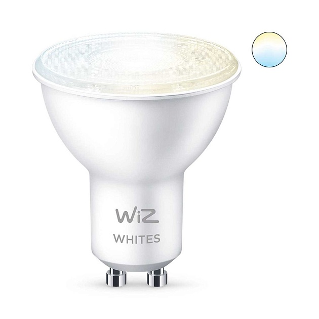 Лампа светодиодная диммируемая WiZ GU10 4,7W 2700-6500K прозрачная Wi-Fi BLE 50W GU10 927-65 TW 1PF/6 929002448302 фото 5