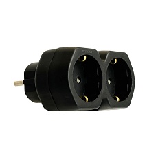 Разветвитель сетевой 2-местный с/з Stekker ADP16-12-21, 250V,16A, ABS огнеустойчивый пластик, черный 50107 4