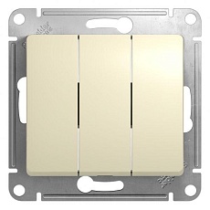 Выключатель трехклавишный Systeme Electric Glossa 10A 250V бежевый GSL000231