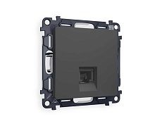Комплект механизма телефонной розетки AMBRELLA VOLT ALFA Графит мягкое касание RJ-11(4P4C) с шторкой QUANT (AP9120, VM190) MA912030